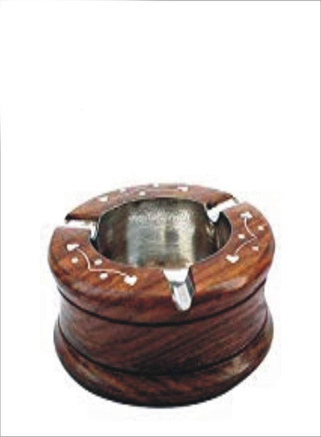 روليمولي منفضة سجائر خشبية مزخرفة من روليمولي، مصنوعة يدويًا، مزودة بثلاثة أماكن مخصصة للتدخين، مناسبة للمنزل والسيارة والمكتب، طقم من قطعة واحدة. - Image 1